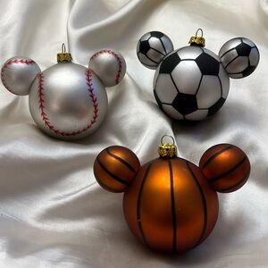 Disney Mickey Mouse Icon Glass Ball Ornaments Set of 3